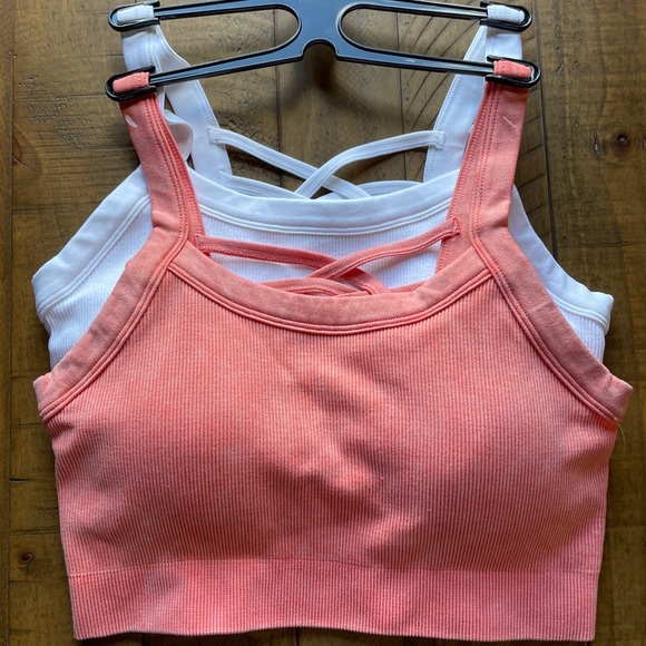 Yogalicious Other - Yogalicious Stonewash Seamless Claire Bra Tank Top Crisscross Back Sz Med